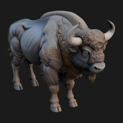 Water Buffalo Statue Design 5 3D Print Model