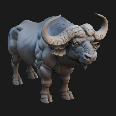 Water Buffalo Statue Design 6 3D Print Model