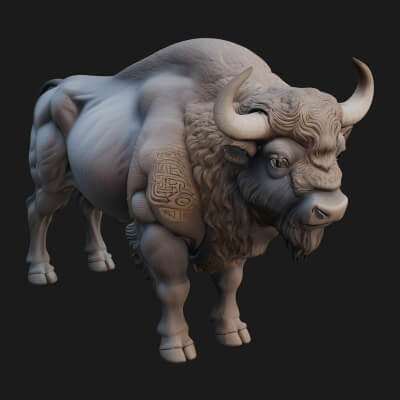 Water Buffalo Statue Design 7 3D Print Model