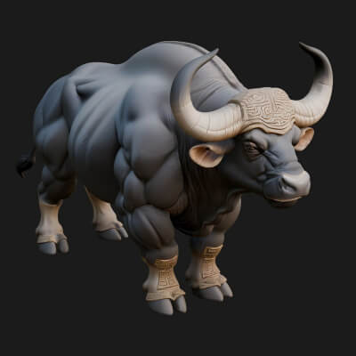 Water Buffalo Statue Design 9 3D Print Model