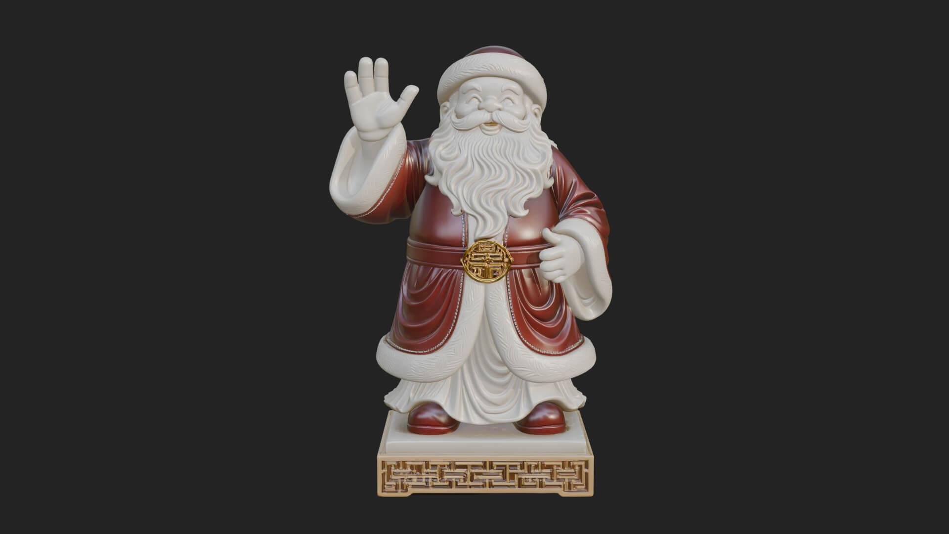 Waving Hand Santa Statue Design 1 3D Print Model 3D Model
