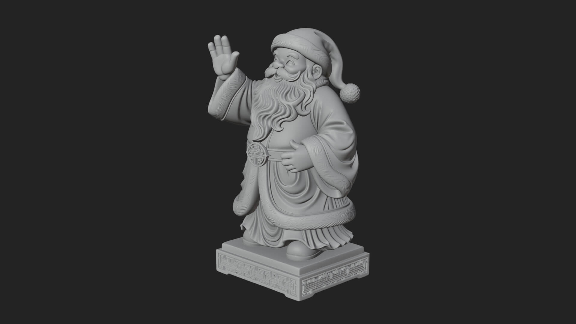 Waving Hand Santa Statue Design 1 3D Print Model 3D Model