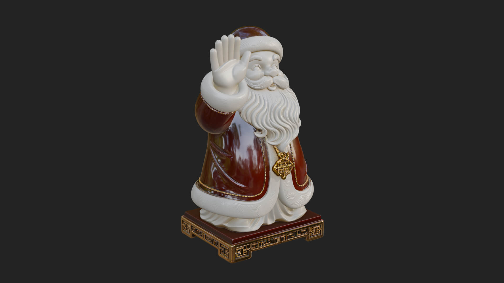 Waving Hand Santa Statue Design 2 3D Print Model 3D Model