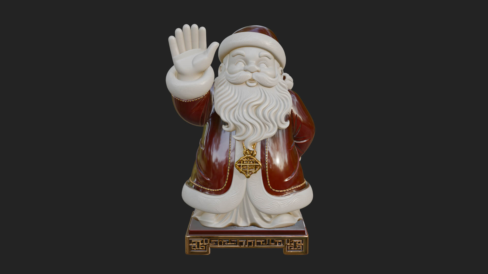 Waving Hand Santa Statue Design 2 3D Print Model 3D Model