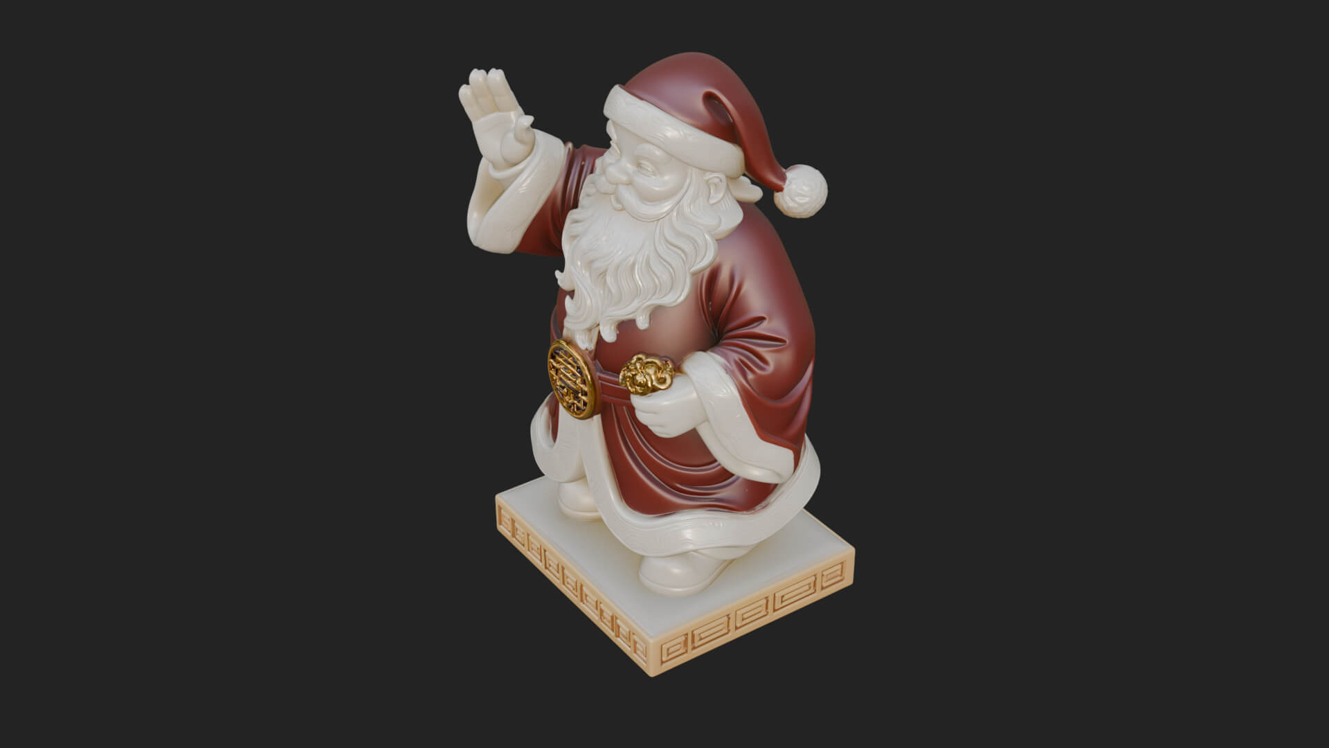 Waving Hand Santa Statue Design 3 3D Print Model 3D Model