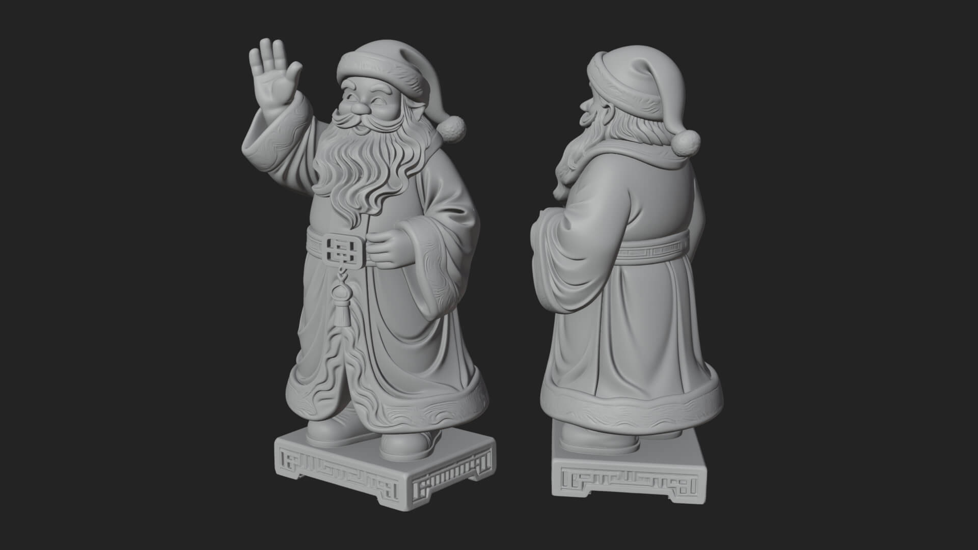 Waving Hand Santa Statue Design 4 3D Print Model 3D Model