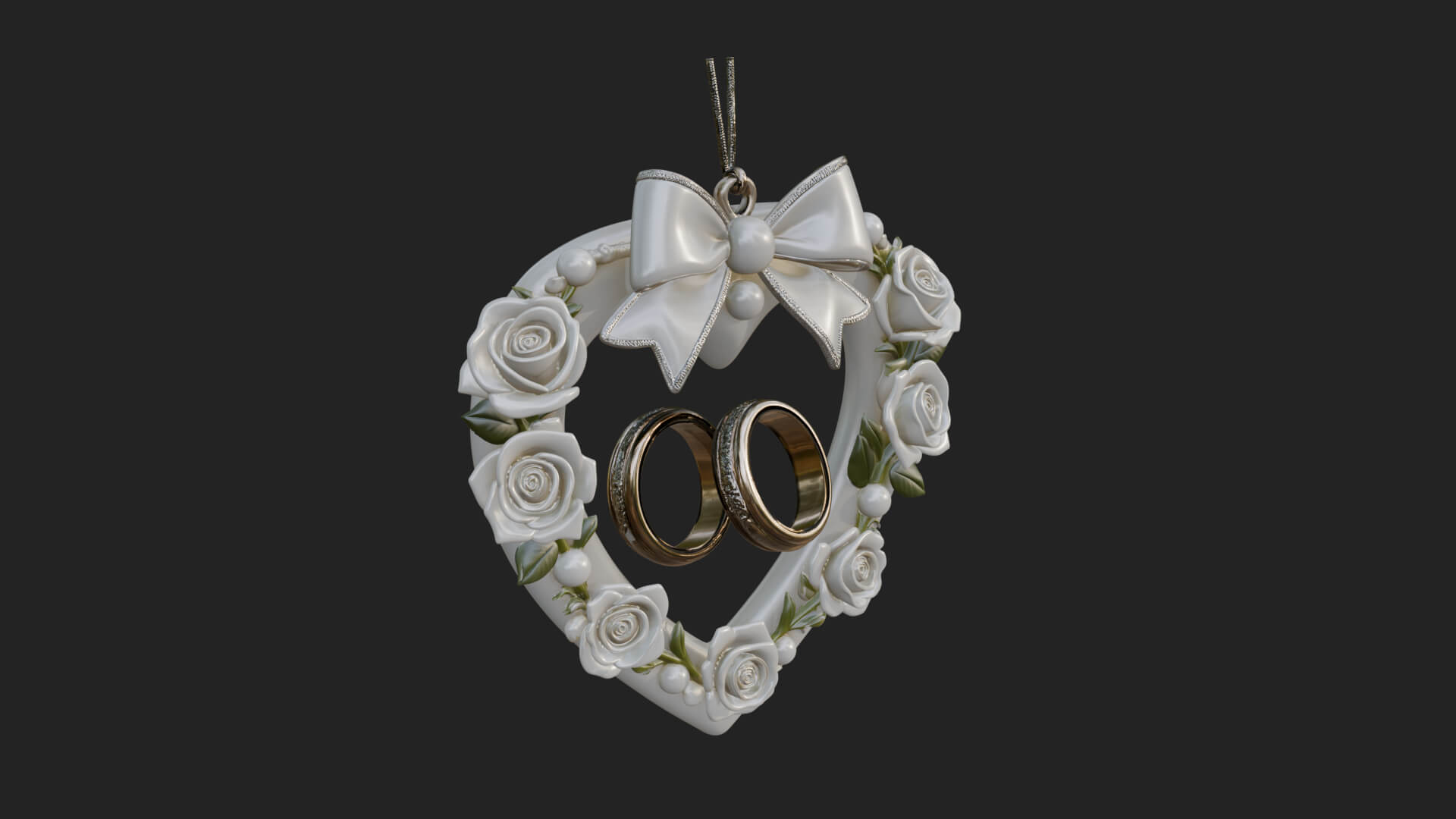 Wedding Rings Heart Wreath Ornament Design 1 3D Print 3D Model