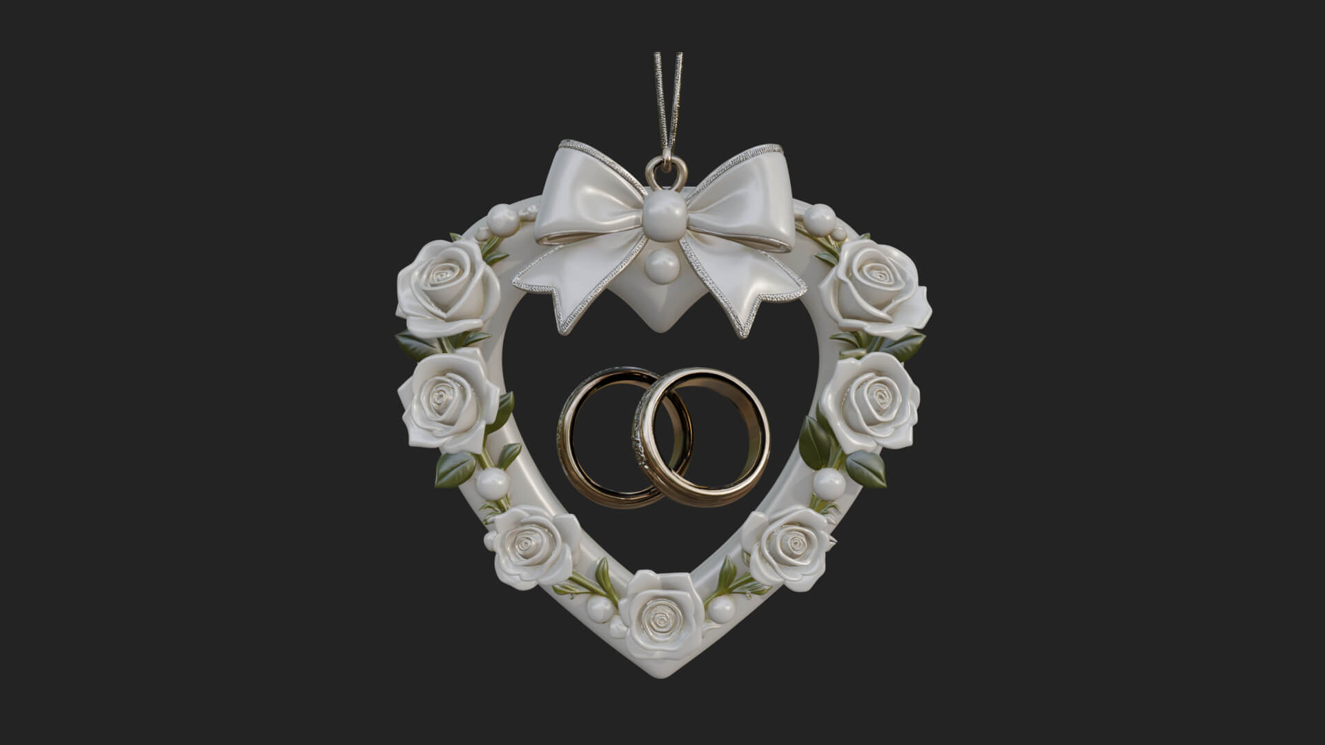 Wedding Rings Heart Wreath Ornament Design 1 3D Print 3D Model