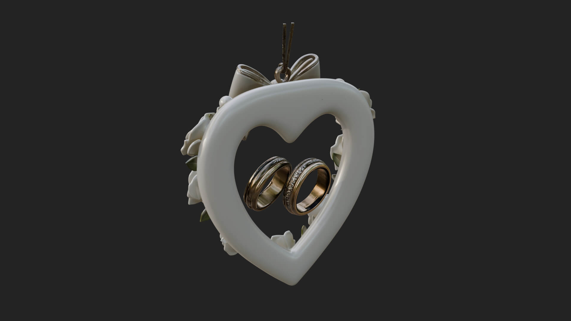 Wedding Rings Heart Wreath Ornament Design 1 3D Print 3D Model