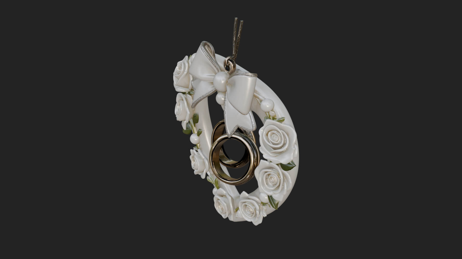 Wedding Rings Heart Wreath Ornament Design 1 3D Print 3D Model