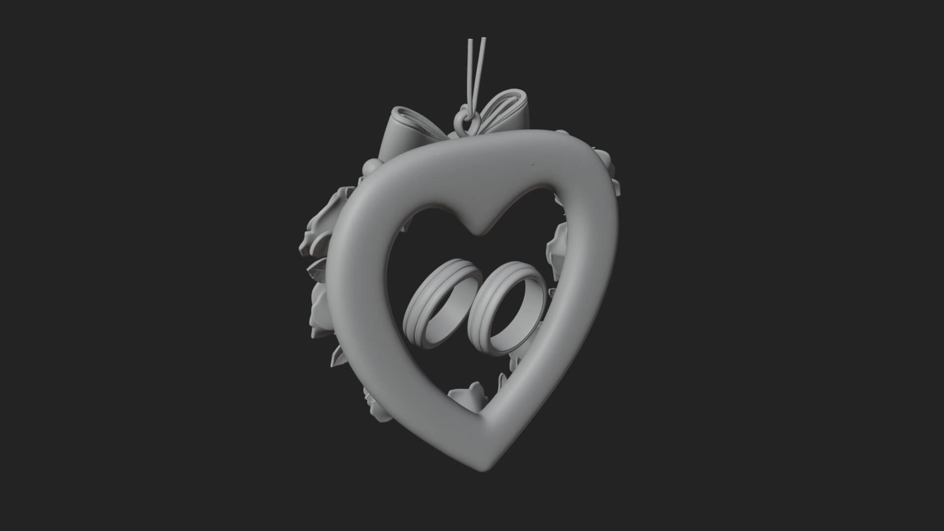 Wedding Rings Heart Wreath Ornament Design 1 3D Print 3D Model