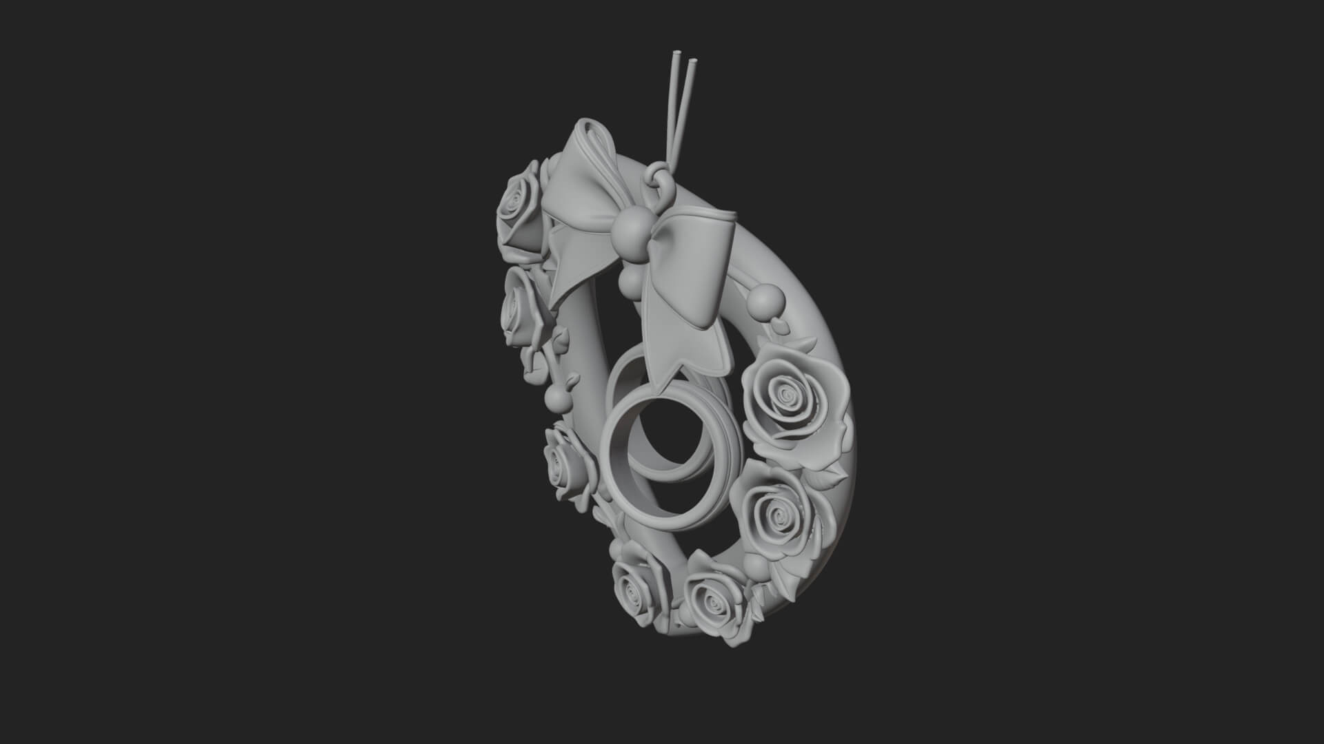 Wedding Rings Heart Wreath Ornament Design 1 3D Print 3D Model