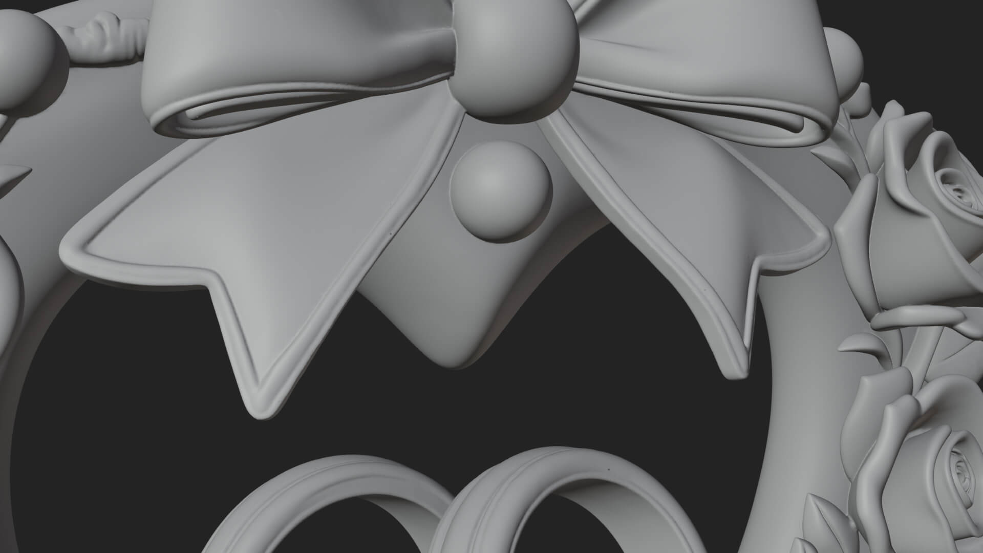 Wedding Rings Heart Wreath Ornament Design 1 3D Print 3D Model