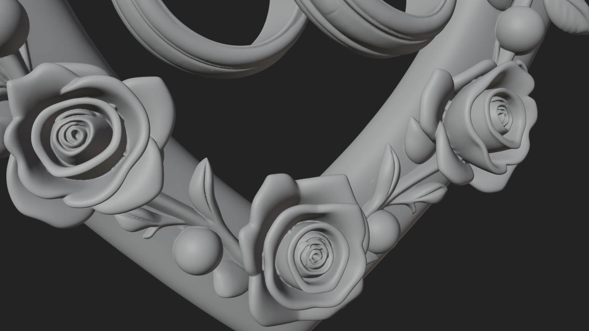 Wedding Rings Heart Wreath Ornament Design 1 3D Print 3D Model