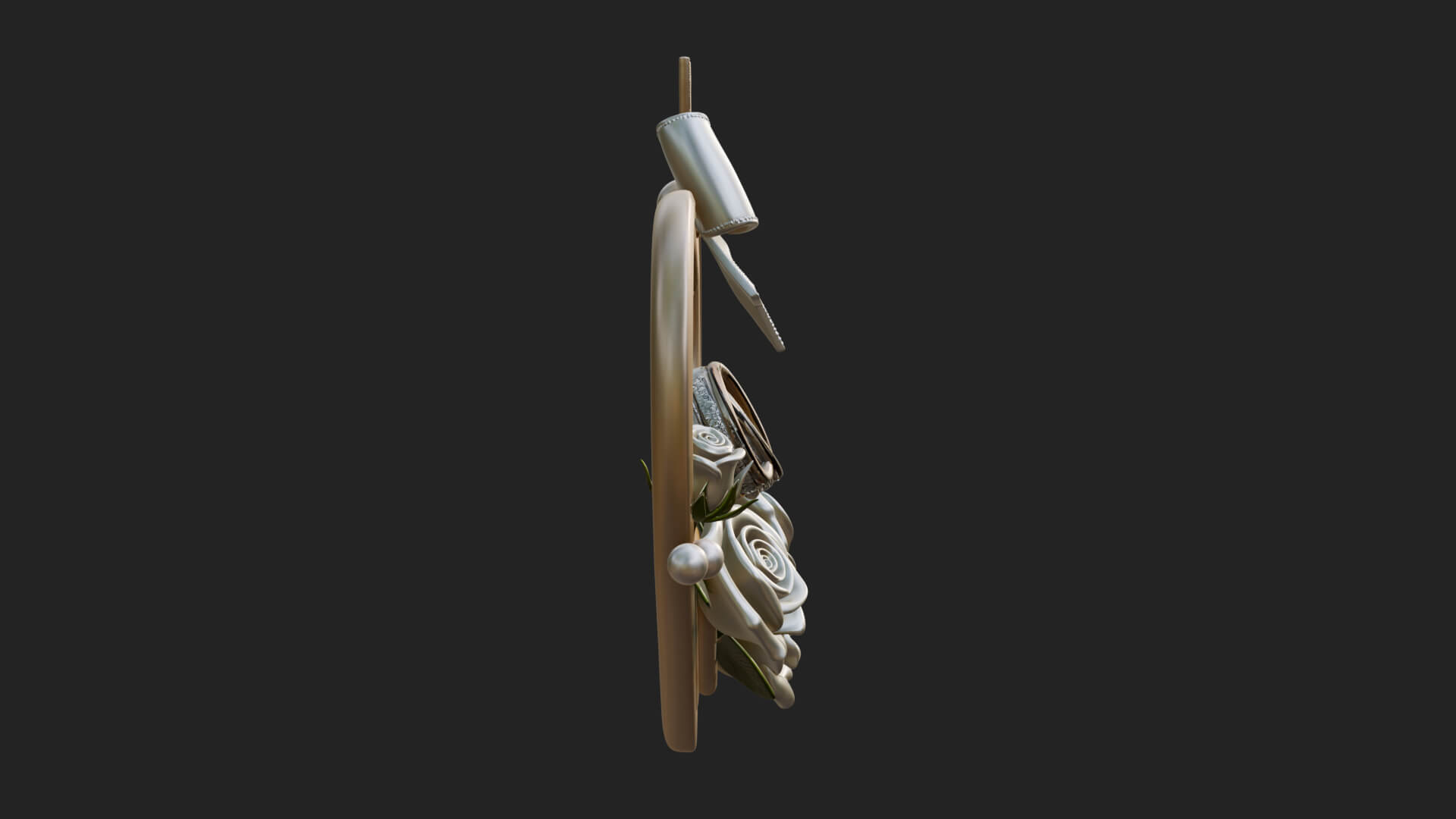 Wedding Rings Heart Wreath Ornament Design 2 3D Print 3D Model
