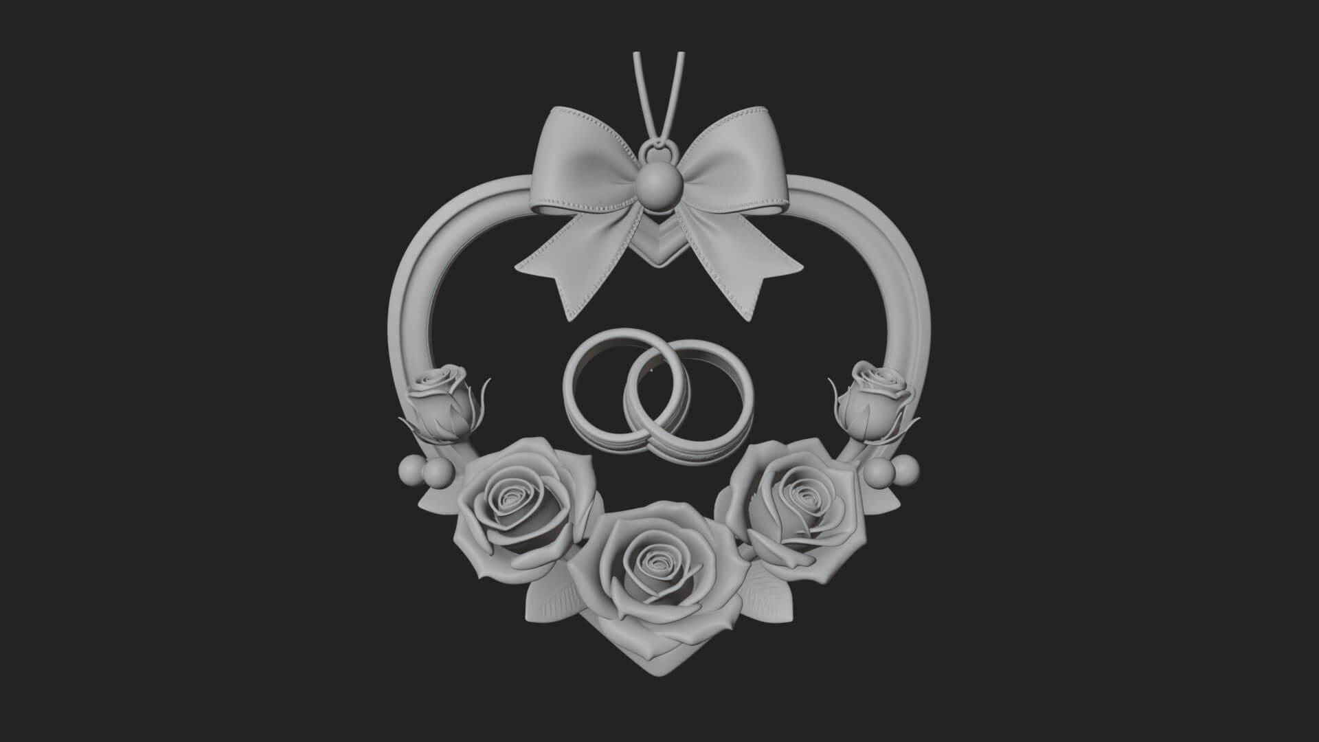 Wedding Rings Heart Wreath Ornament Design 2 3D Print 3D Model
