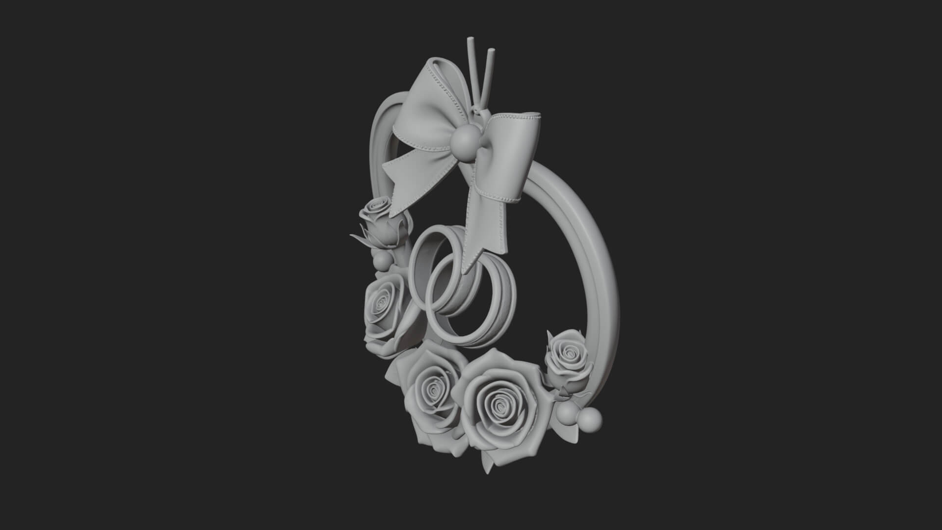Wedding Rings Heart Wreath Ornament Design 2 3D Print 3D Model
