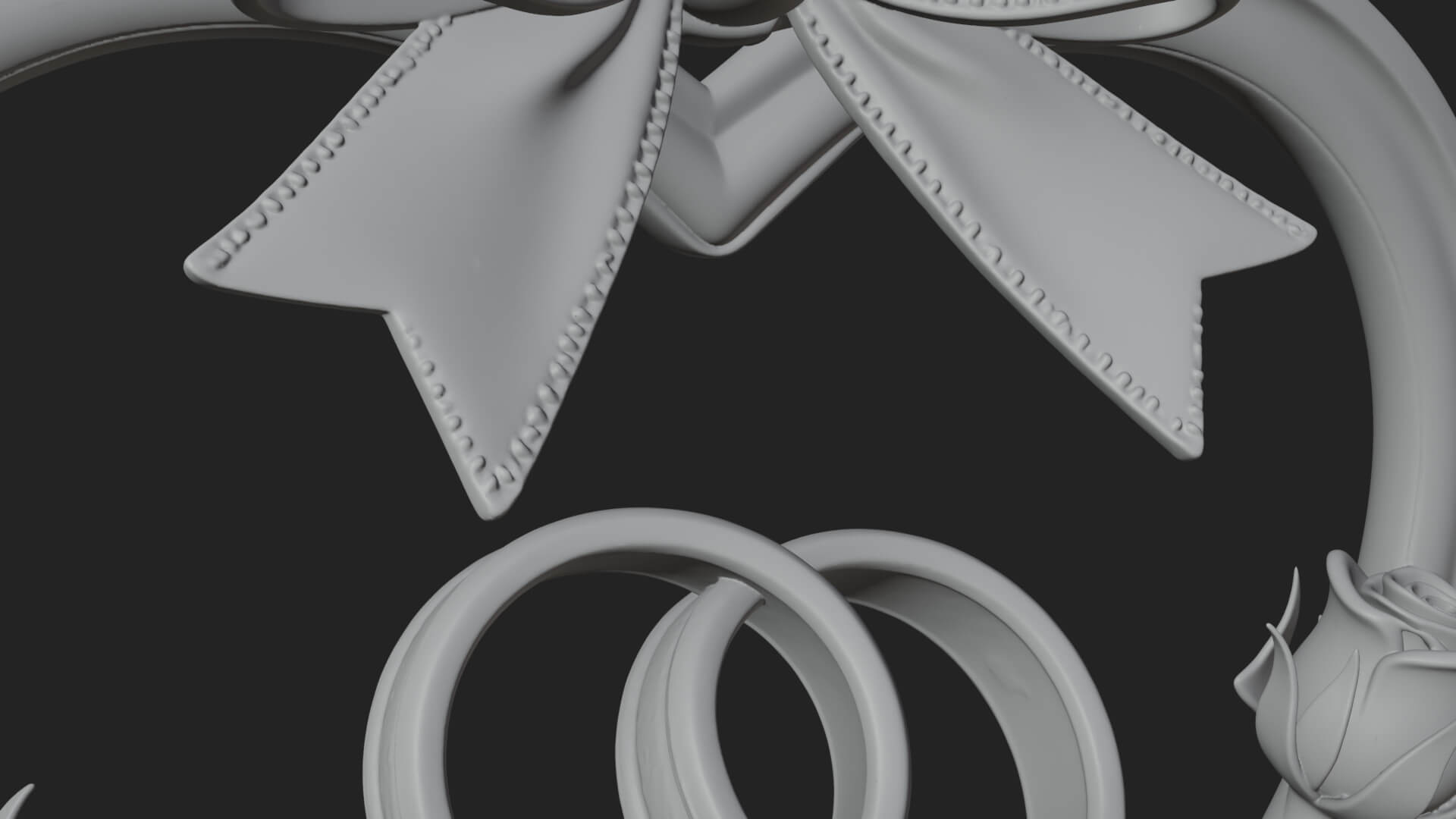 Wedding Rings Heart Wreath Ornament Design 2 3D Print 3D Model