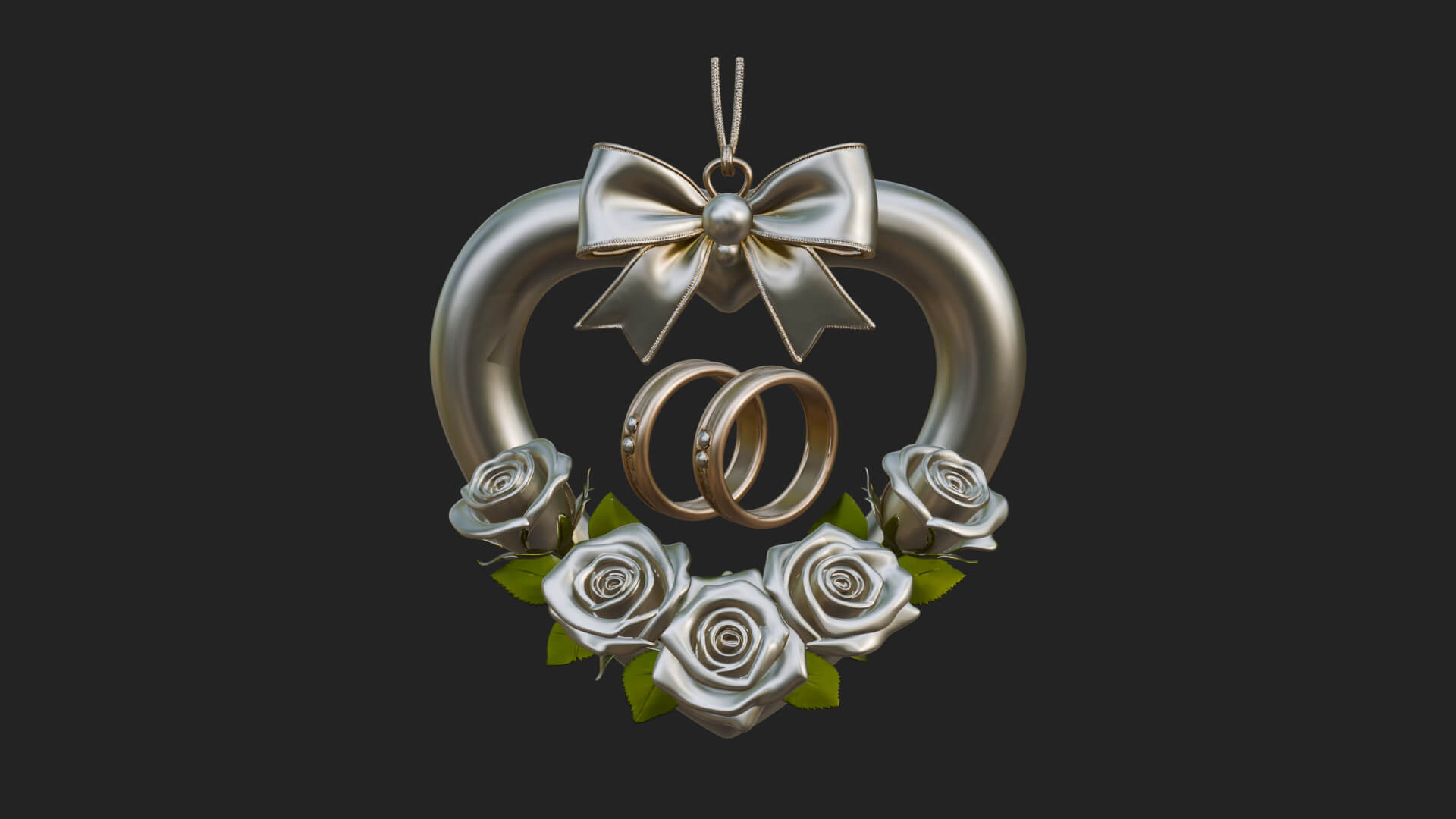 Wedding Rings Heart Wreath Ornament Design 3 3D Print 3D Model