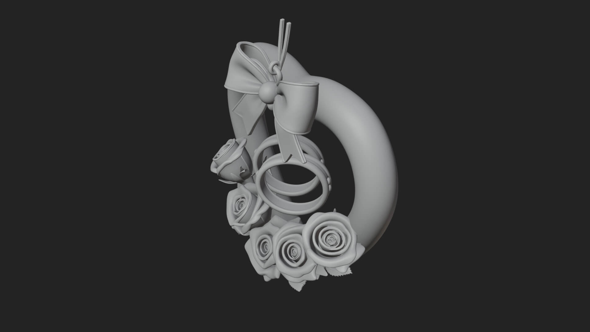 Wedding Rings Heart Wreath Ornament Design 3 3D Print 3D Model