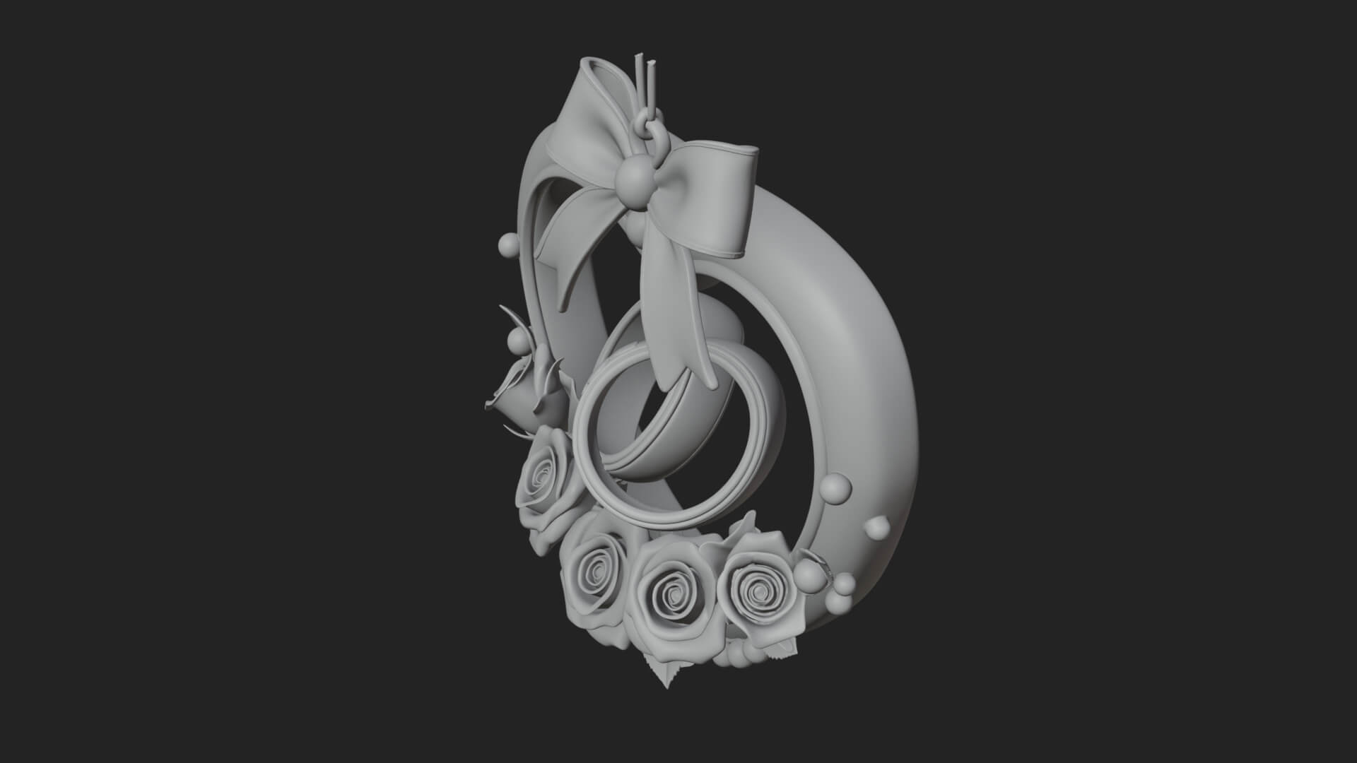 Wedding Rings Heart Wreath Ornament Design 4 3D Print 3D Model