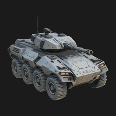 Wheeled Armored Carrier Model Design 16 3D Print Model