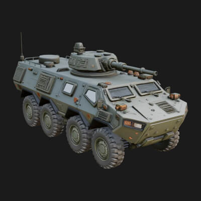 Wheeled Armored Carrier Model Design 2 3D Print Model