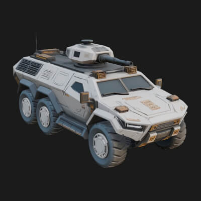Wheeled Armored Carrier Model Design 6 3D Print Model