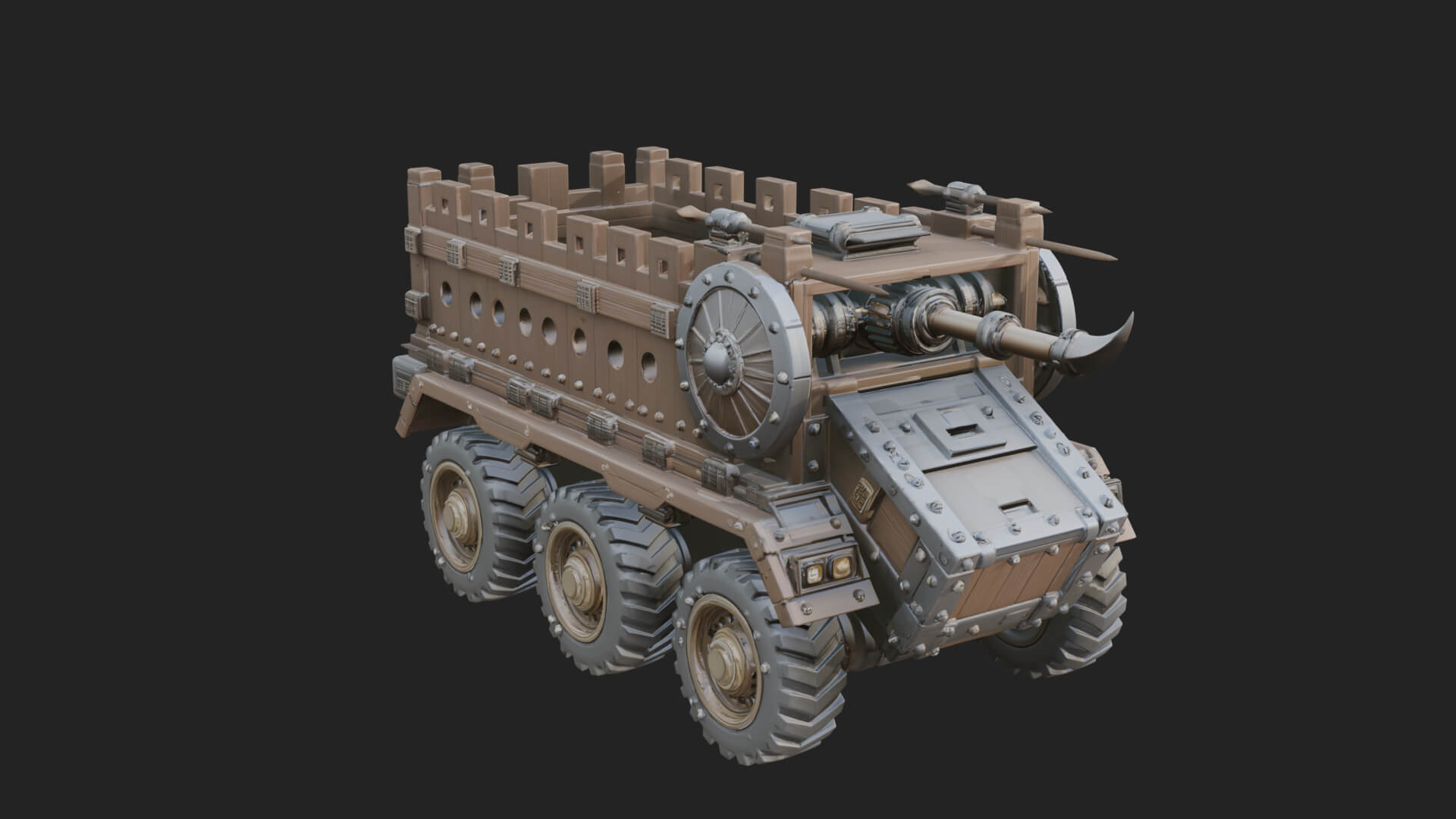 Wheeled Battering Ram Model Design 1 3D Print Model 3D Model