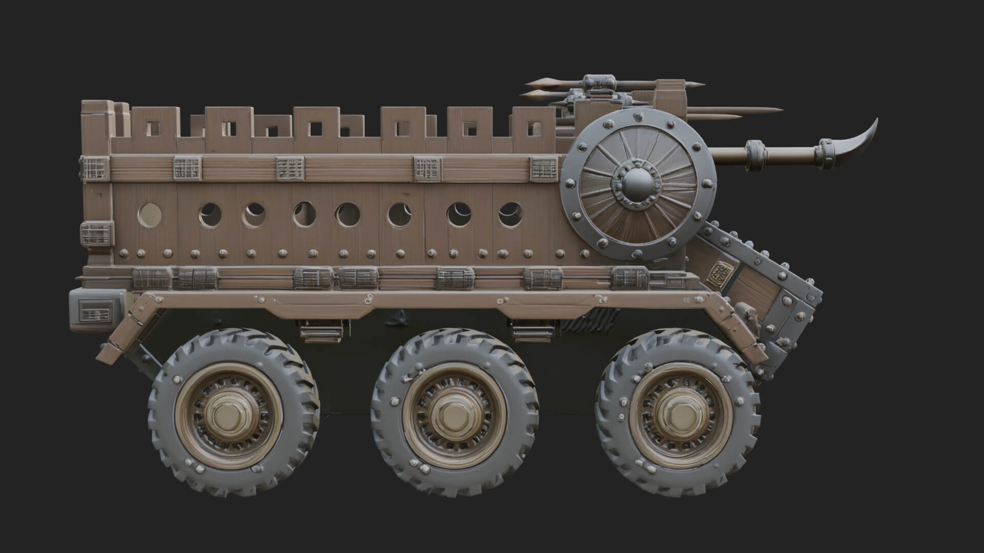 Wheeled Battering Ram Model Design 1 3D Print Model 3D Model