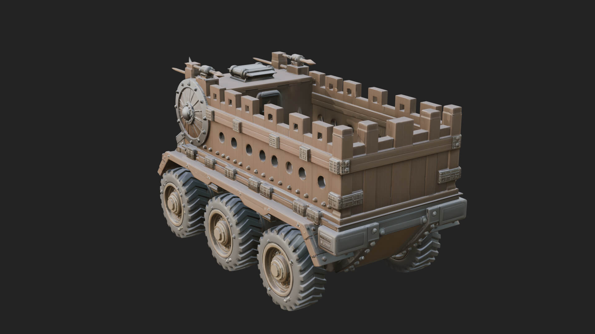 Wheeled Battering Ram Model Design 1 3D Print Model 3D Model