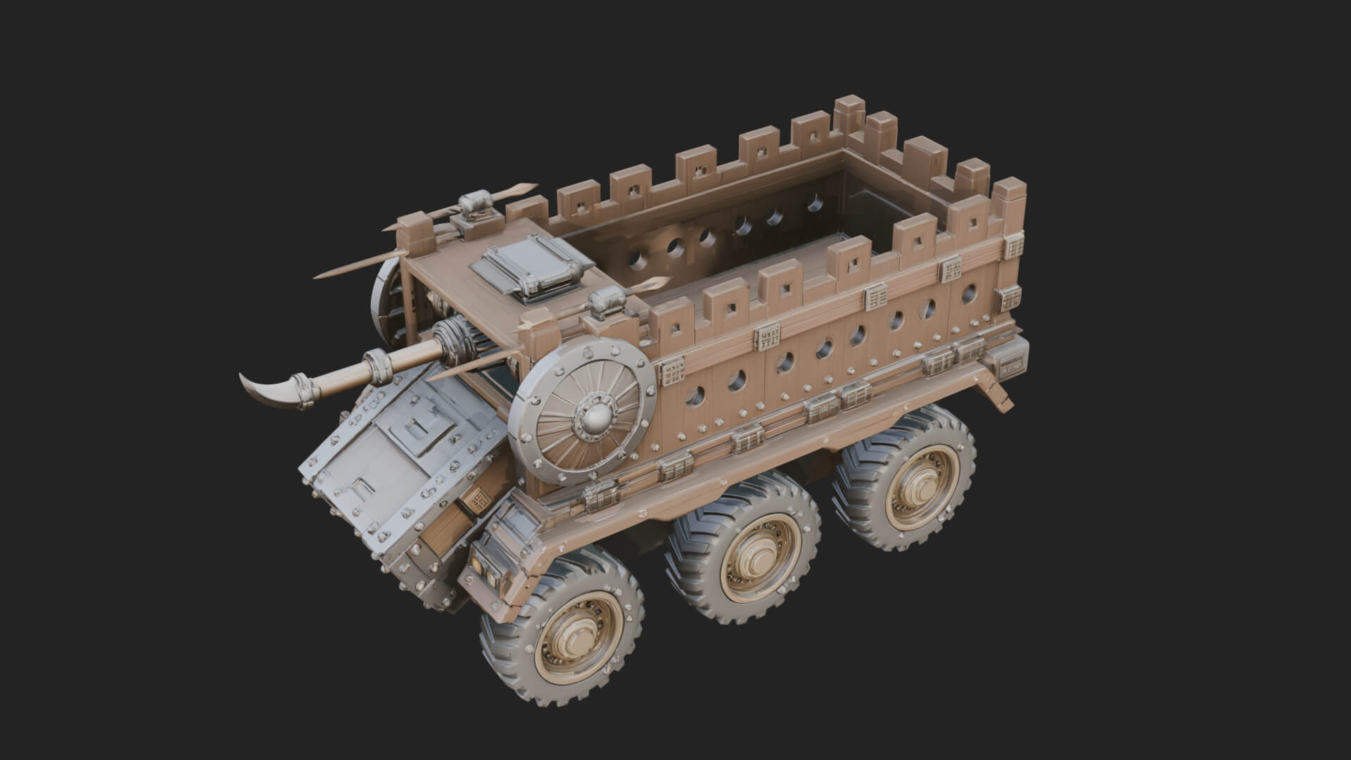 Wheeled Battering Ram Model Design 1 3D Print Model 3D Model