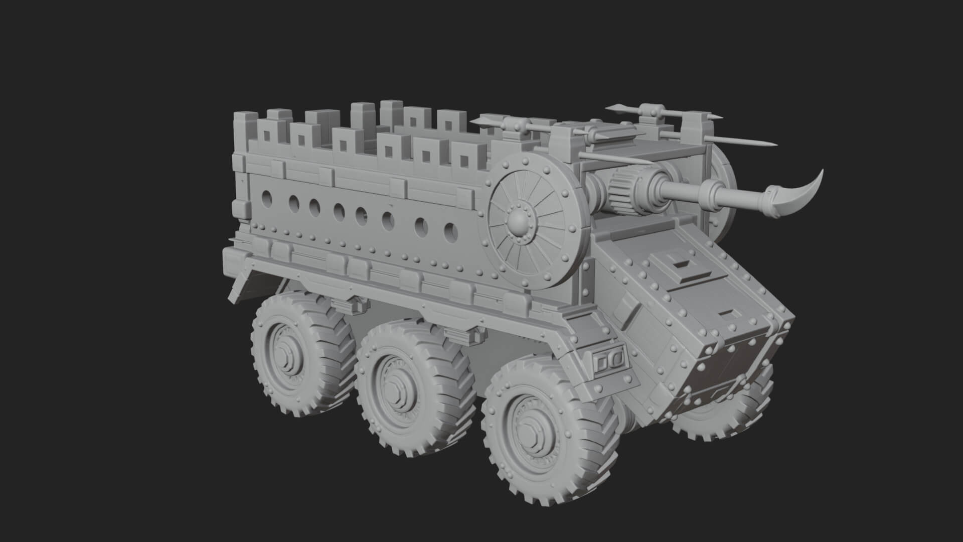 Wheeled Battering Ram Model Design 1 3D Print Model 3D Model