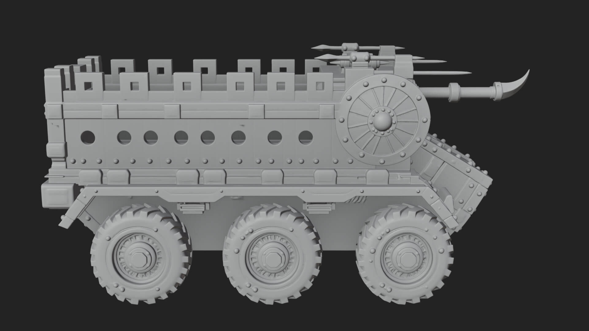 Wheeled Battering Ram Model Design 1 3D Print Model 3D Model