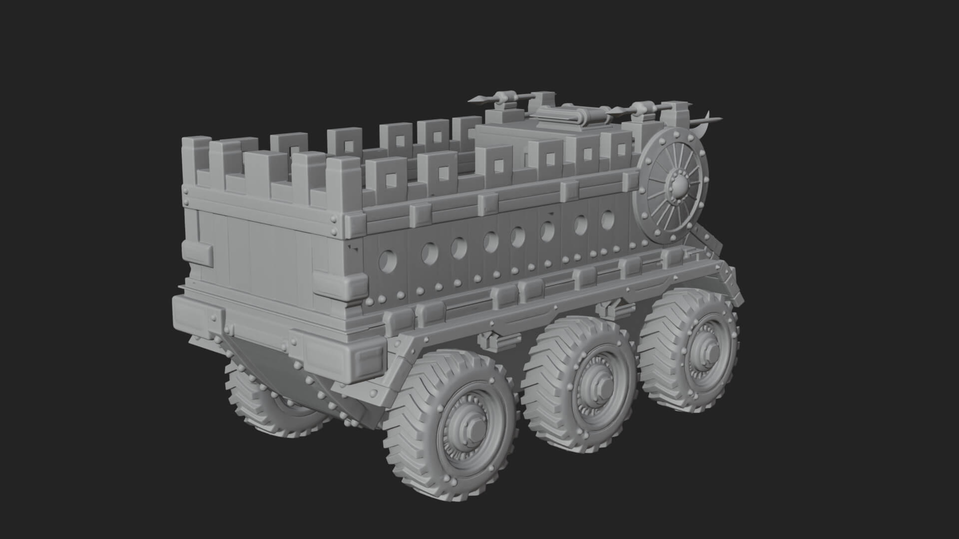 Wheeled Battering Ram Model Design 1 3D Print Model 3D Model