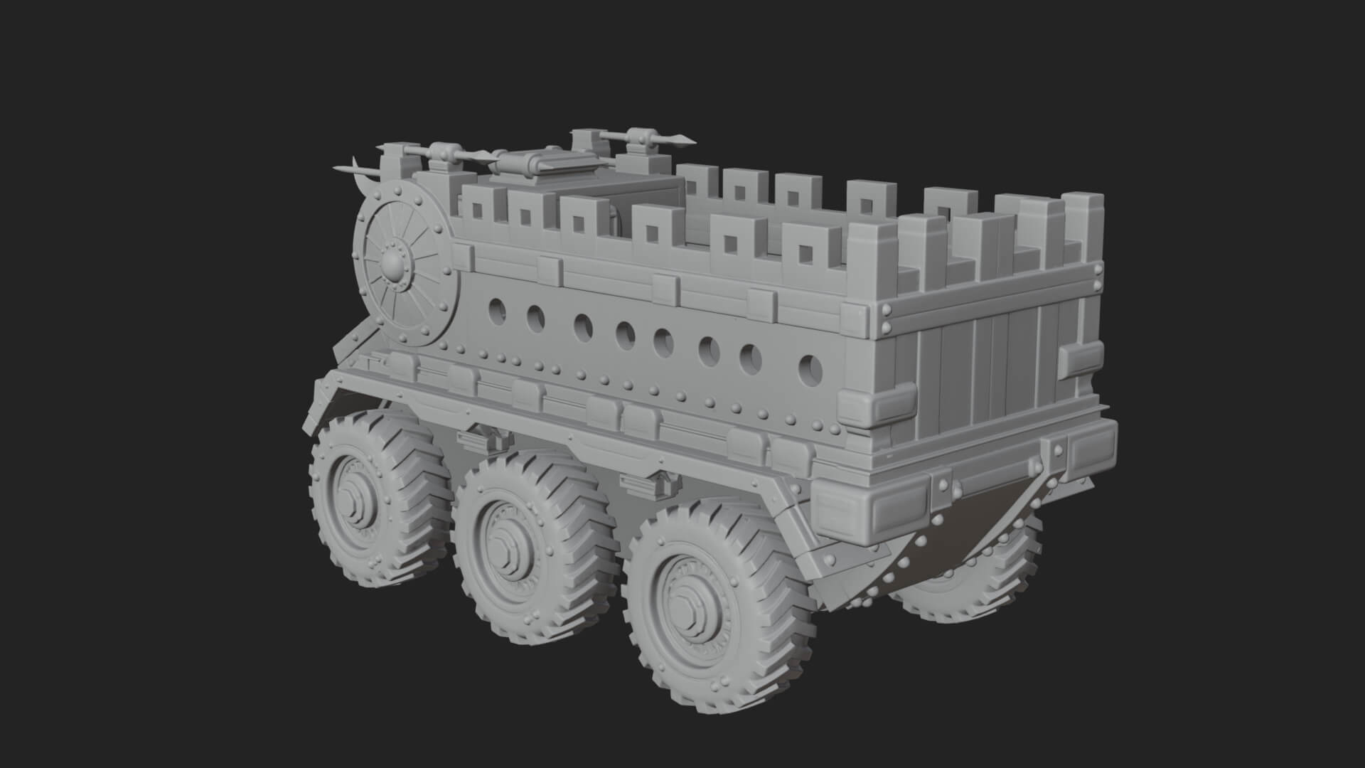 Wheeled Battering Ram Model Design 1 3D Print Model 3D Model