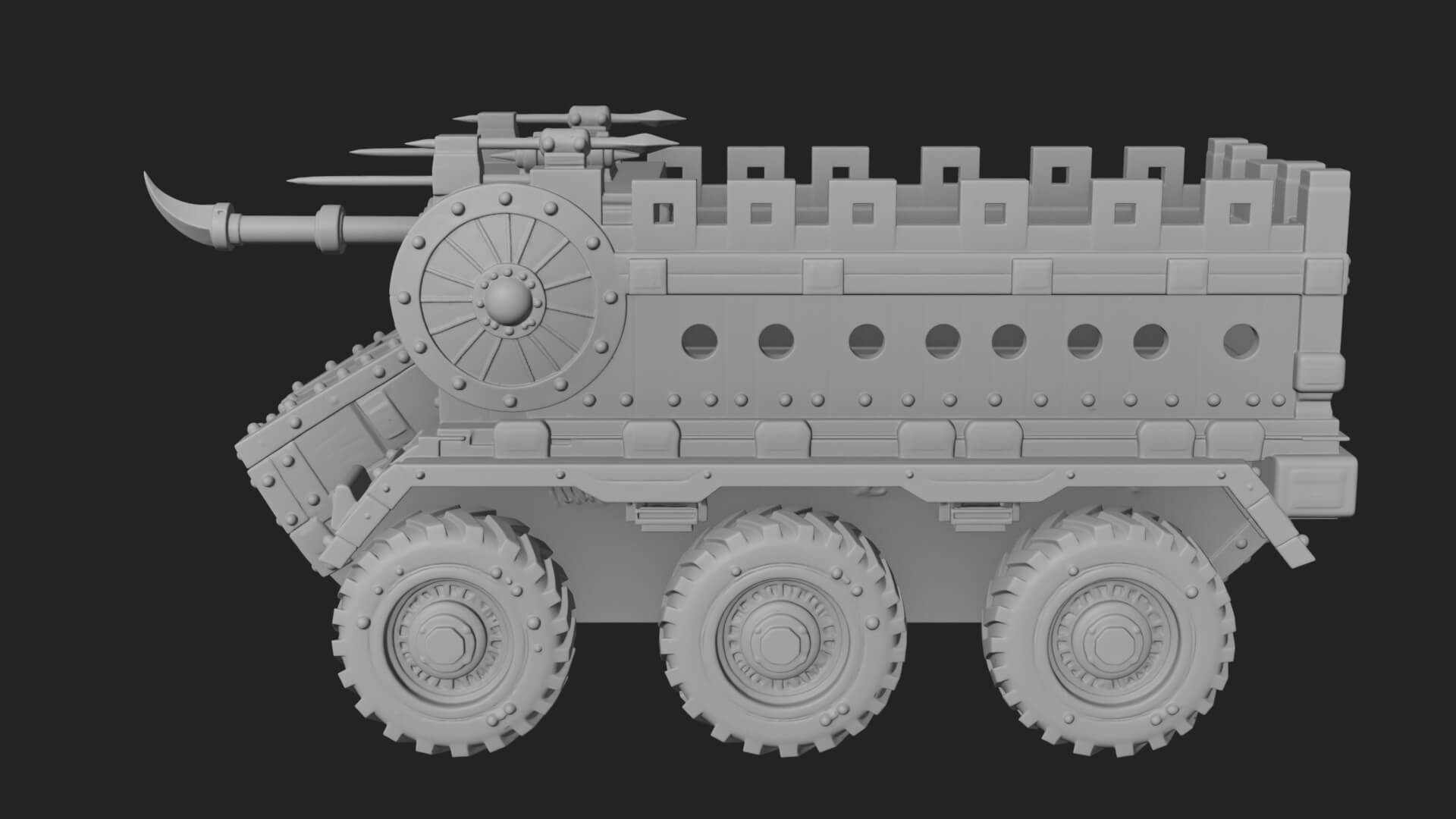 Wheeled Battering Ram Model Design 1 3D Print Model 3D Model