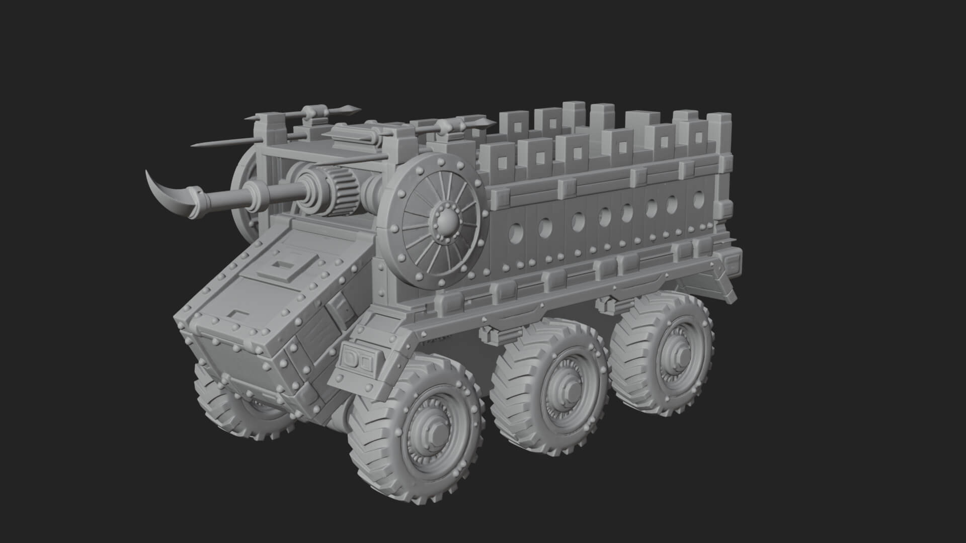 Wheeled Battering Ram Model Design 1 3D Print Model 3D Model