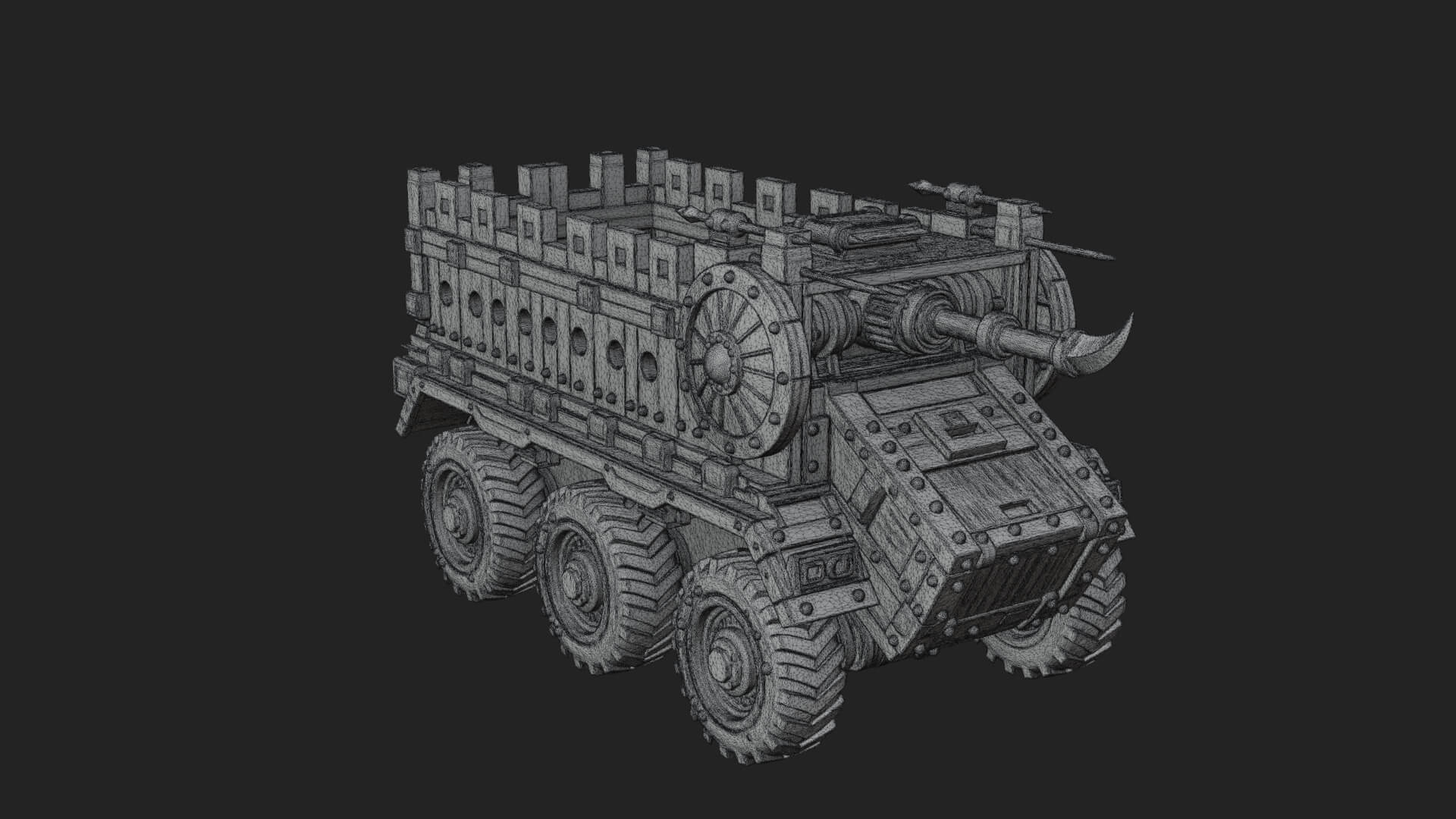Wheeled Battering Ram Model Design 1 3D Print Model 3D Model