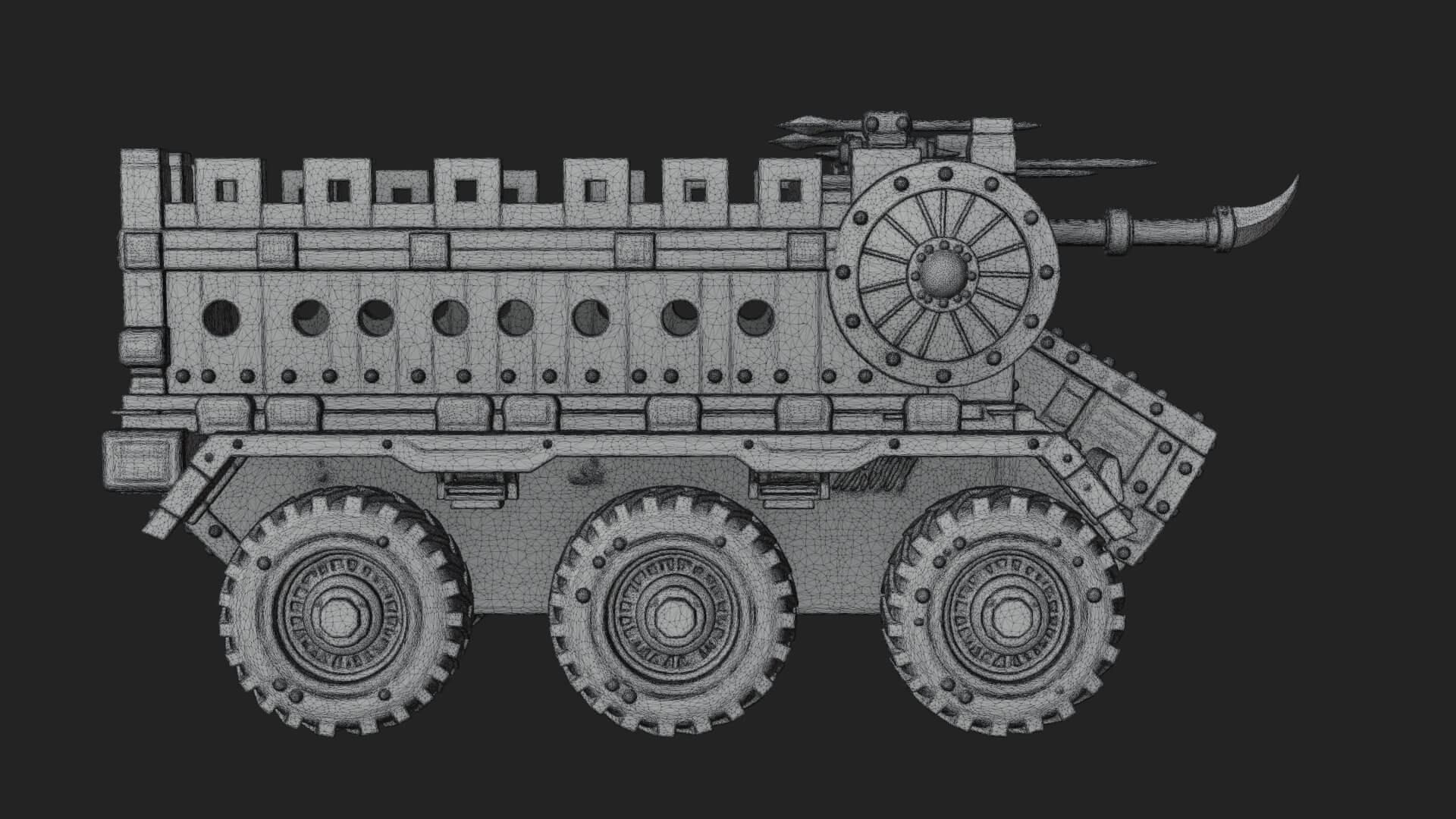 Wheeled Battering Ram Model Design 1 3D Print Model 3D Model