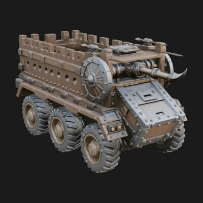 Wheeled Battering Ram Model Design 1 3D Print Model