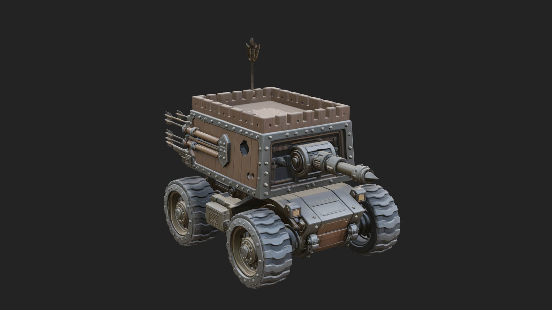 Wheeled Battering Ram Model Design 2 3D Print Model 3D Model