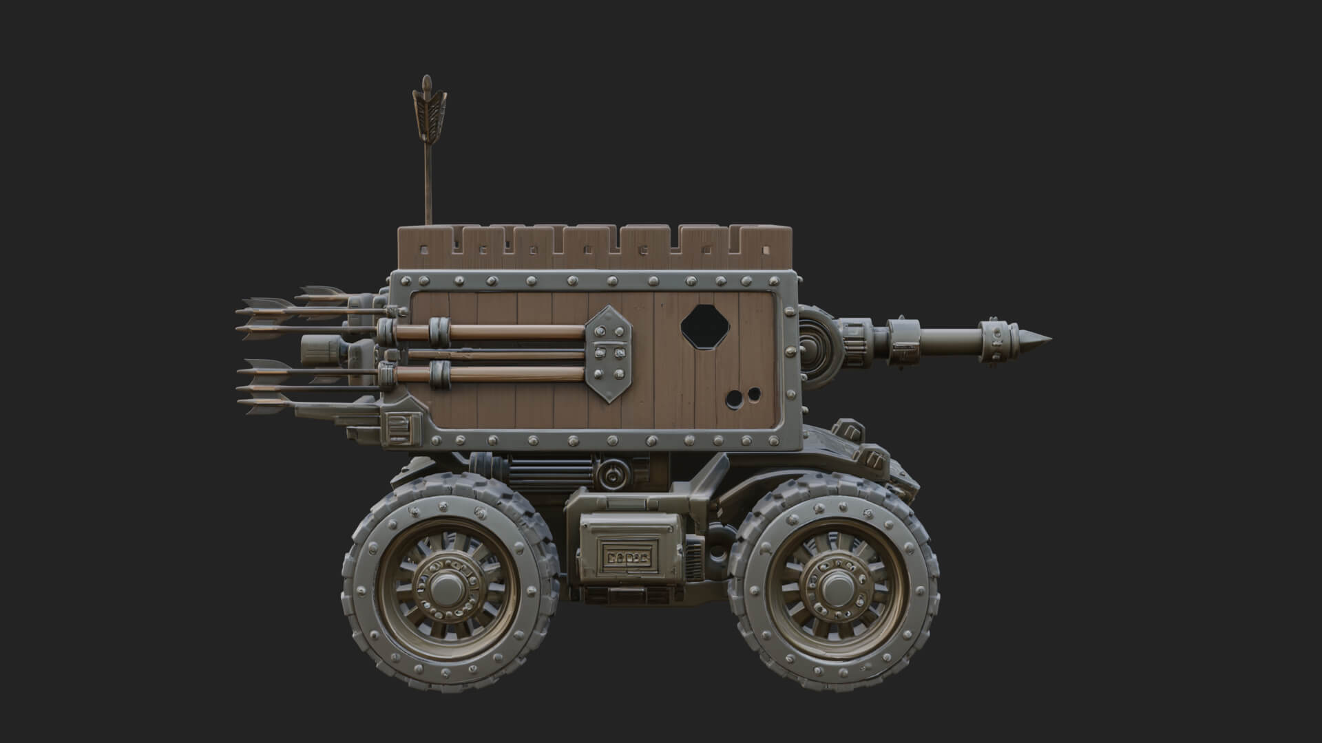 Wheeled Battering Ram Model Design 2 3D Print Model 3D Model