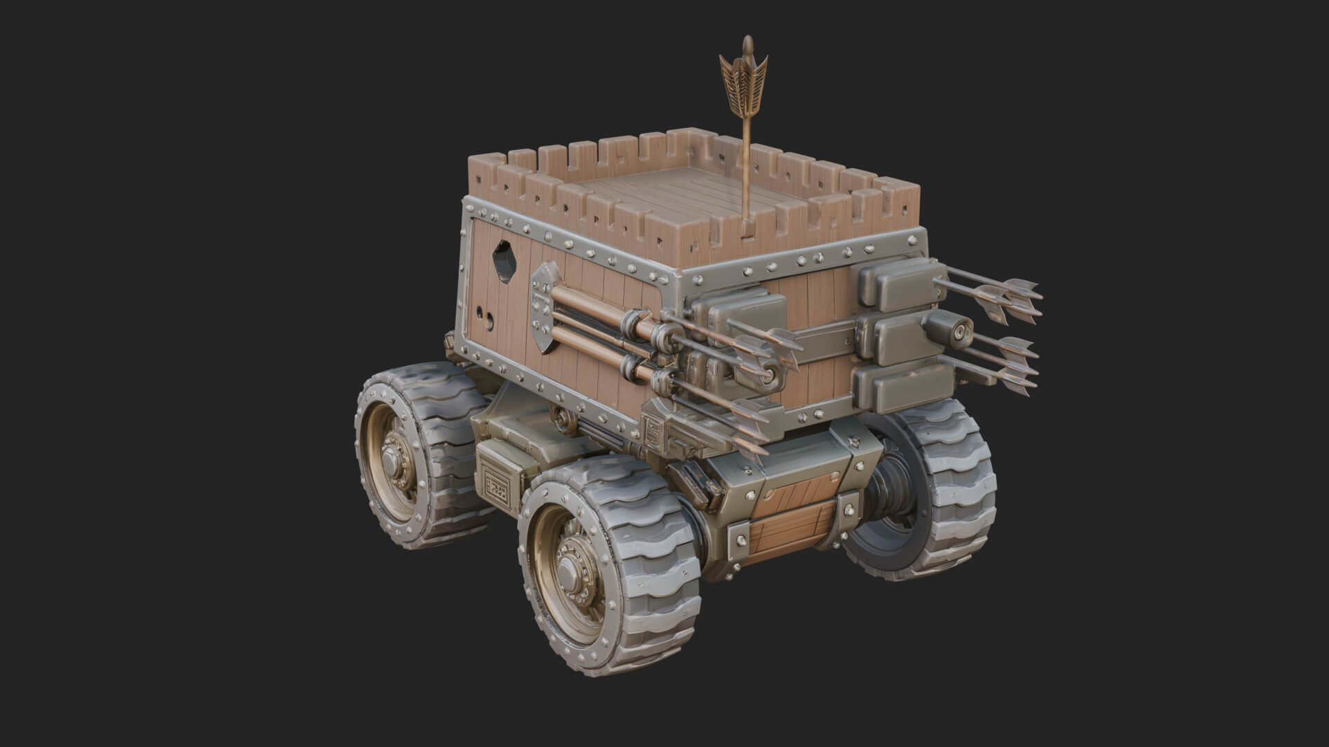 Wheeled Battering Ram Model Design 2 3D Print Model 3D Model