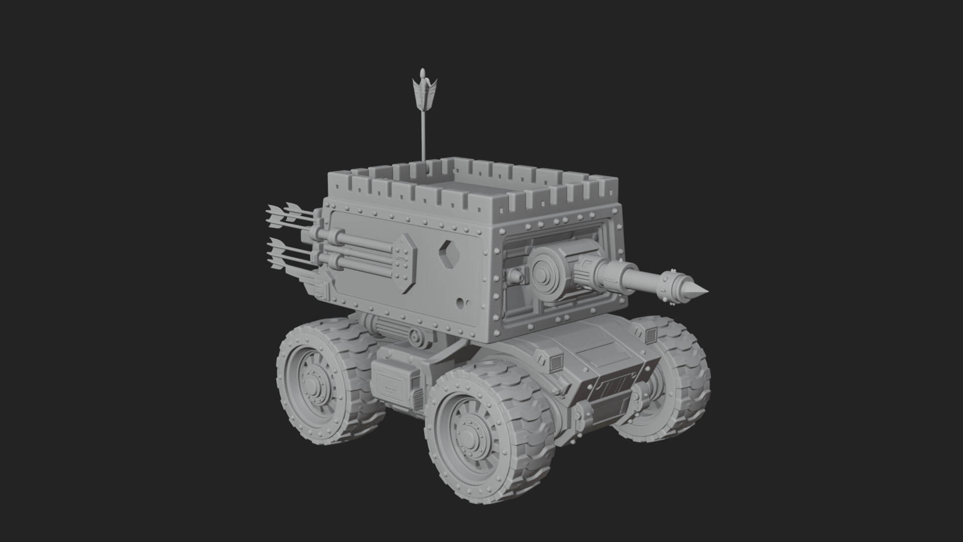 Wheeled Battering Ram Model Design 2 3D Print Model 3D Model