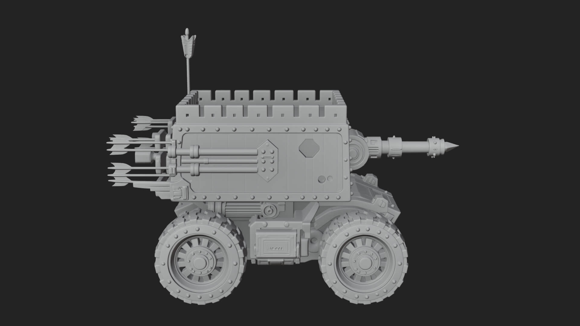 Wheeled Battering Ram Model Design 2 3D Print Model 3D Model