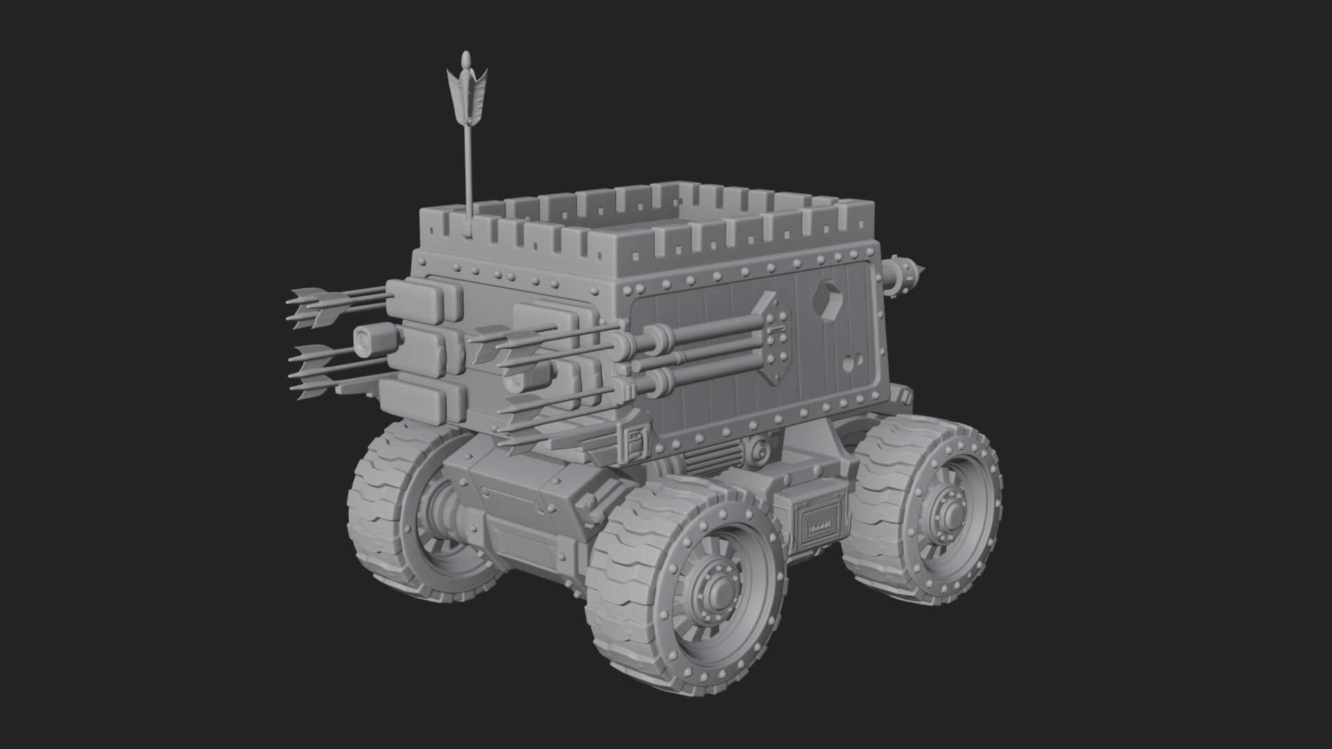 Wheeled Battering Ram Model Design 2 3D Print Model 3D Model