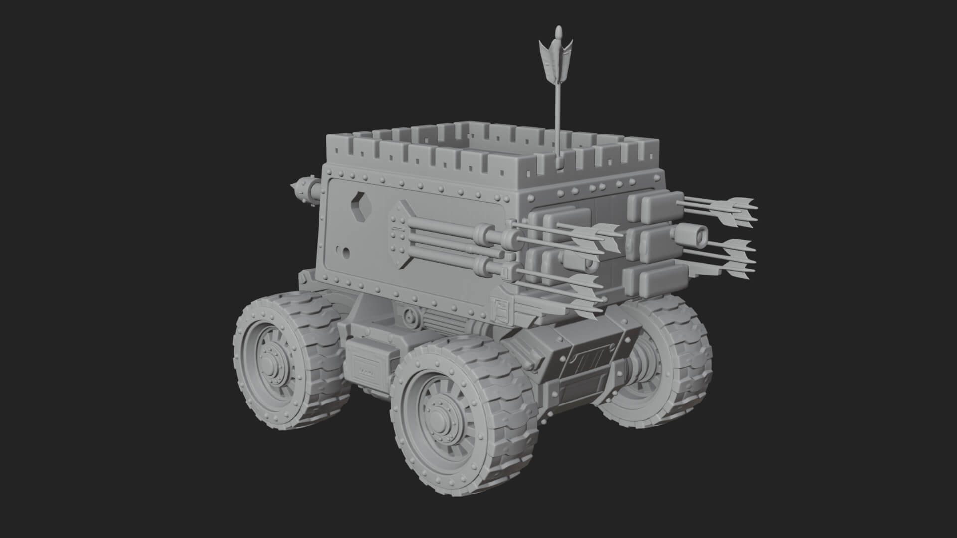 Wheeled Battering Ram Model Design 2 3D Print Model 3D Model