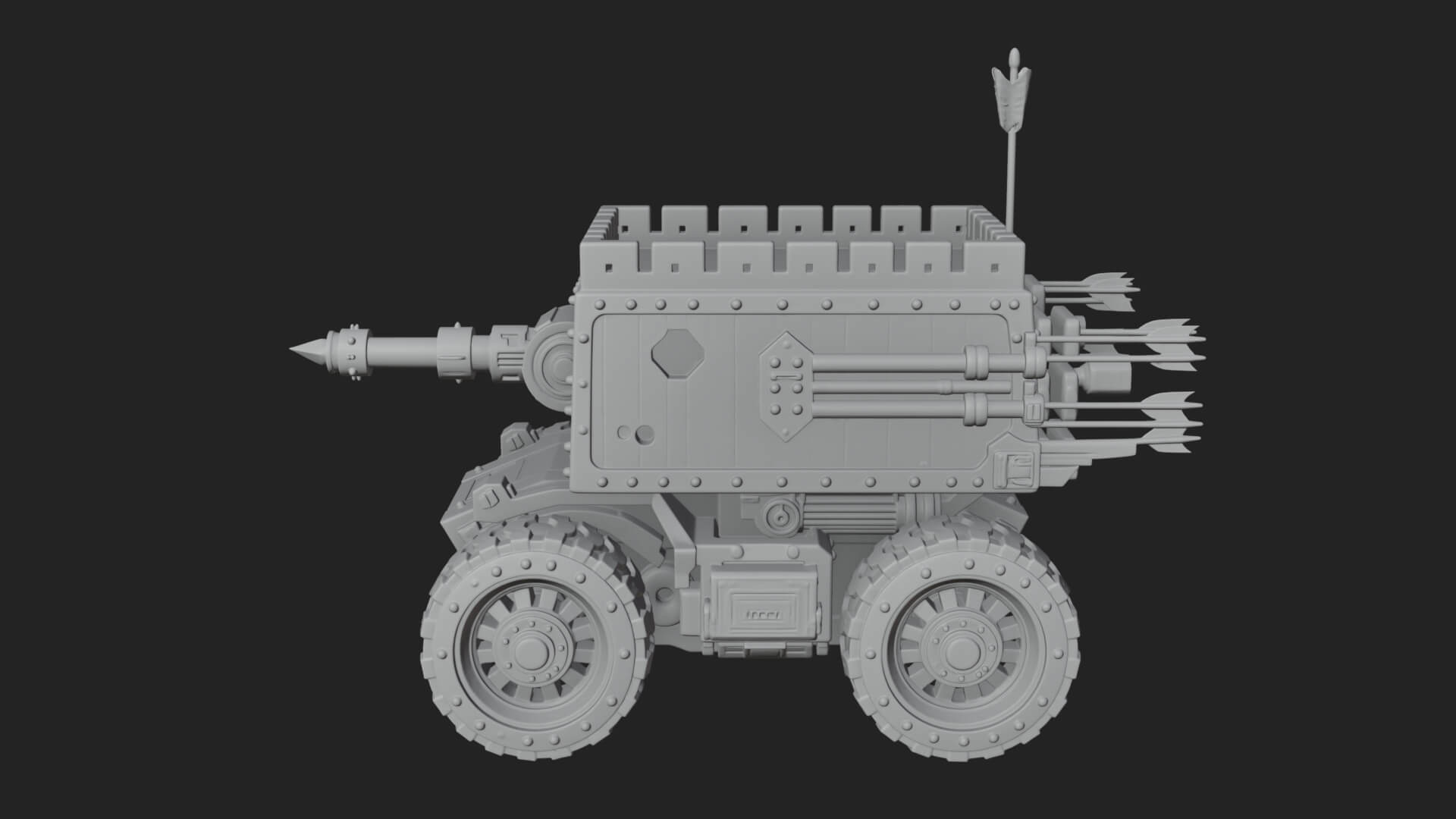 Wheeled Battering Ram Model Design 2 3D Print Model 3D Model