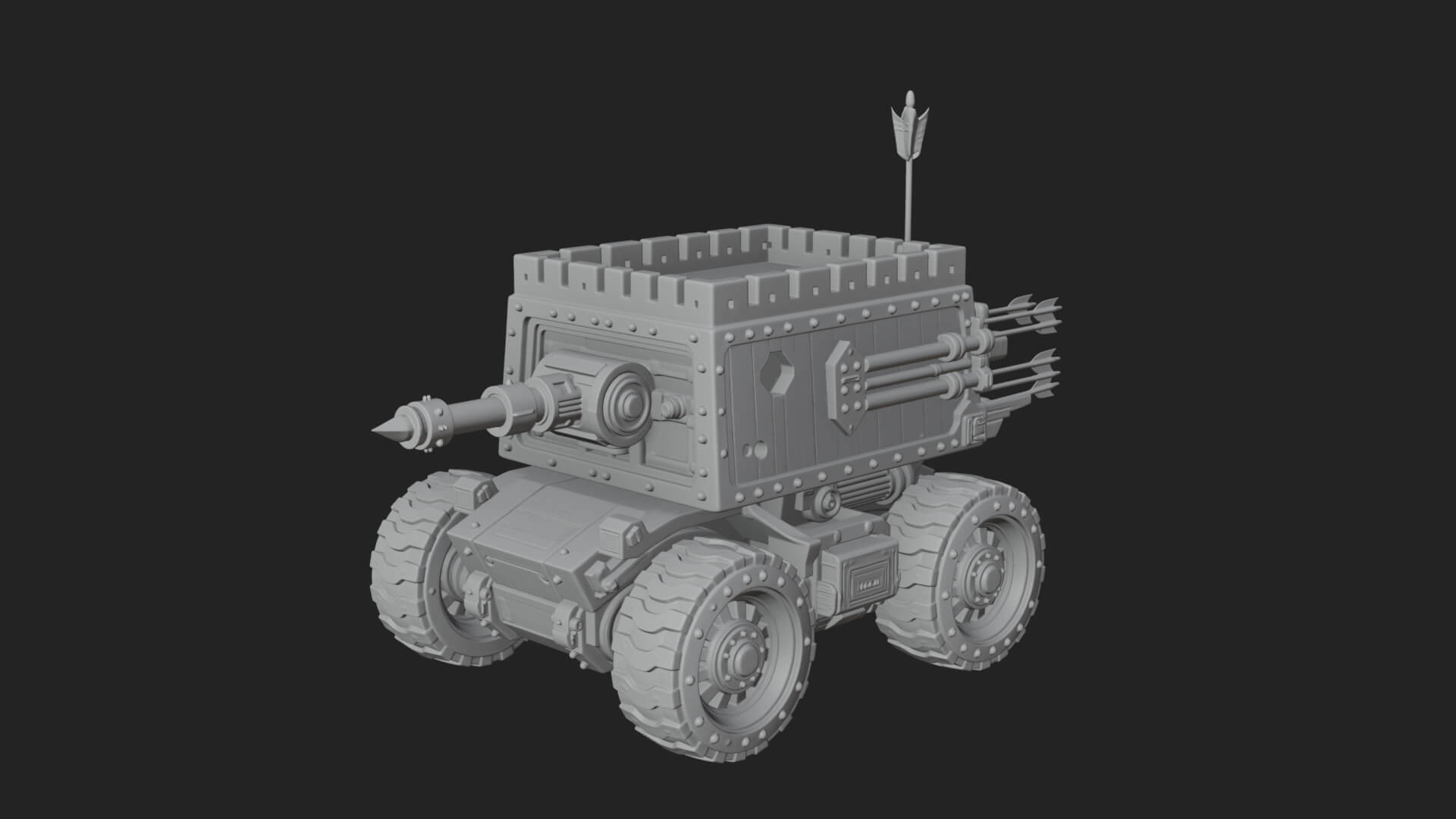 Wheeled Battering Ram Model Design 2 3D Print Model 3D Model